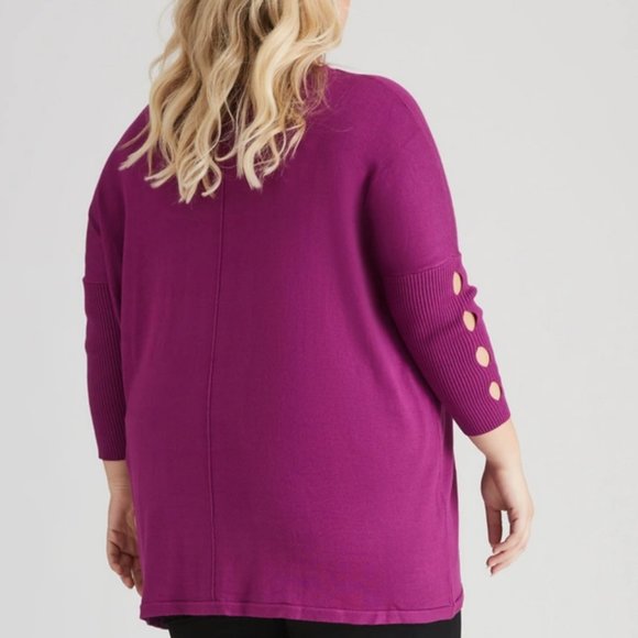 NEW CASHMERE FEEL BOAT NECK TUNIC TOP WITH SLEEVE DETAIL HOT PINK - Picture 6 of 11